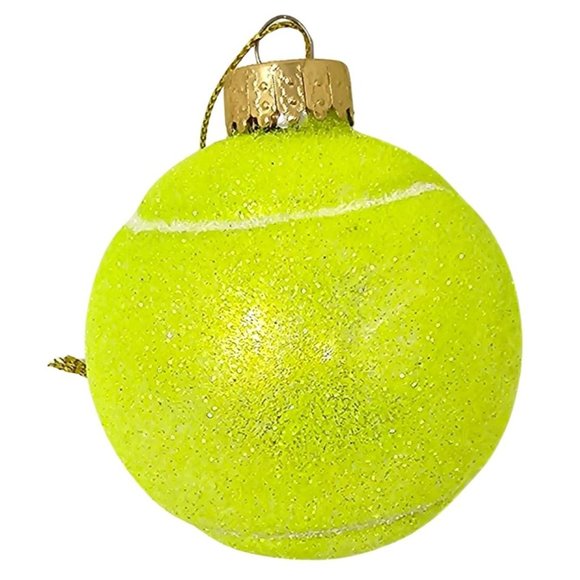 Tennis Ball and Tennis Racket Glass Ornament Set - Gift - Picture 4 of 4